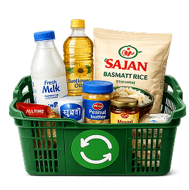Automated recurring grocery basket illustration